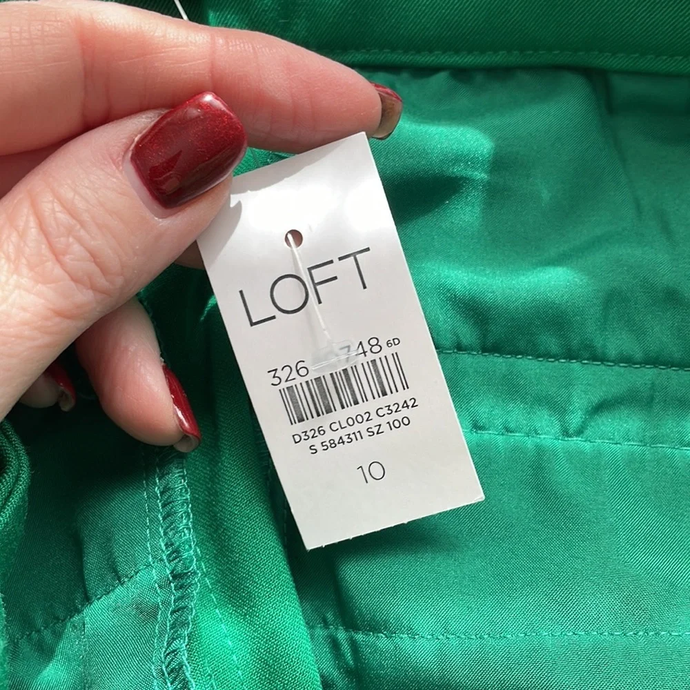 Loft sz 10 green ankle pants tie waist new with tags WP187_6